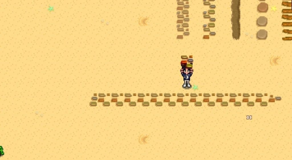 Crystal path in the same beach with the player standing above it.
