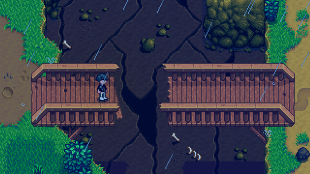 The player standing at the Quarry Bridge.