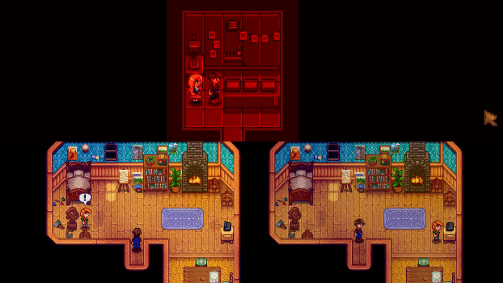 The player interacting with Haley and Leah in Stardew Valley.