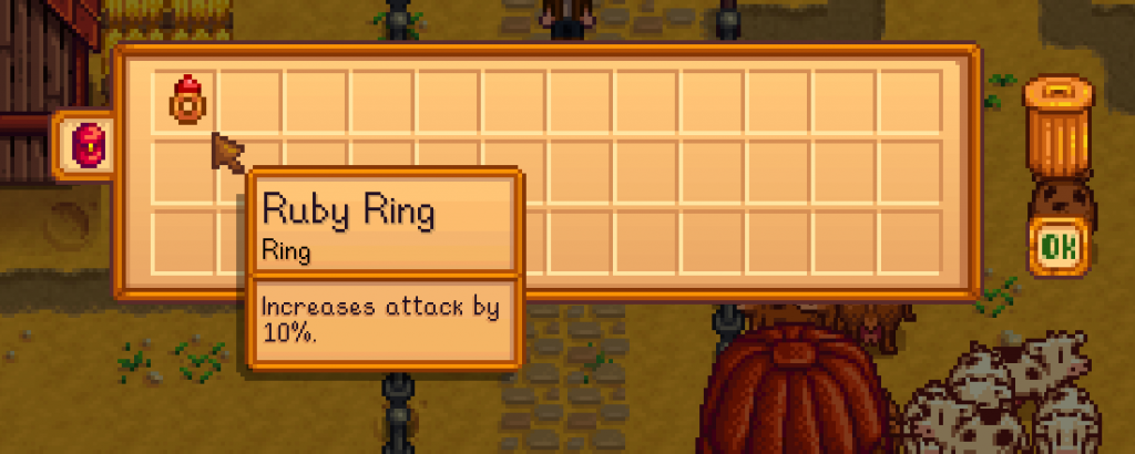 Ruby Ring on empty inventory slot.