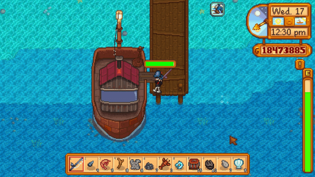 The player fishing in the Ginger Island