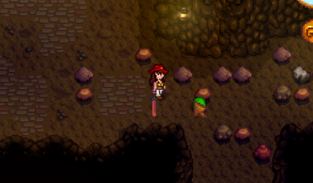 player ready to fight with lava katana in stardew valley the mines