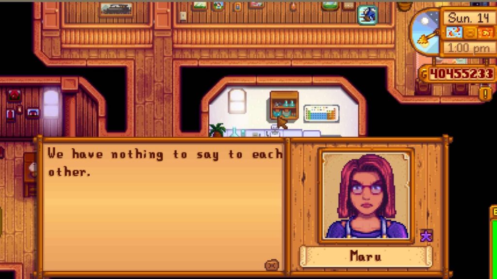 A dialogue from Maru in Stardew Valley.