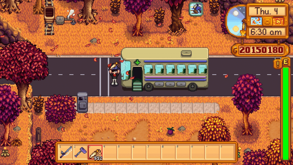 The player holding a Rabbit's Foot at the Bus Stop.