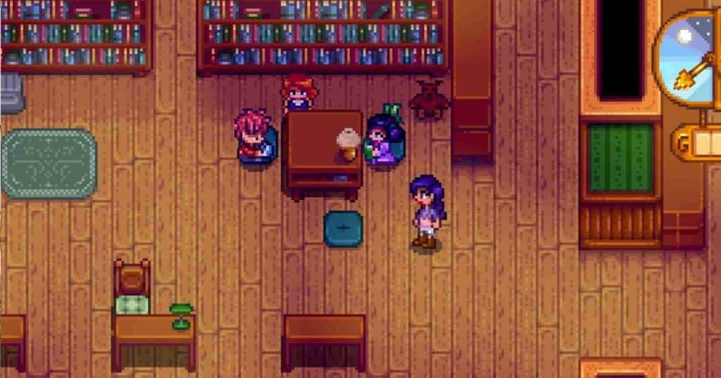 Player visiting Vincent of Stardew Vallye in the museum.