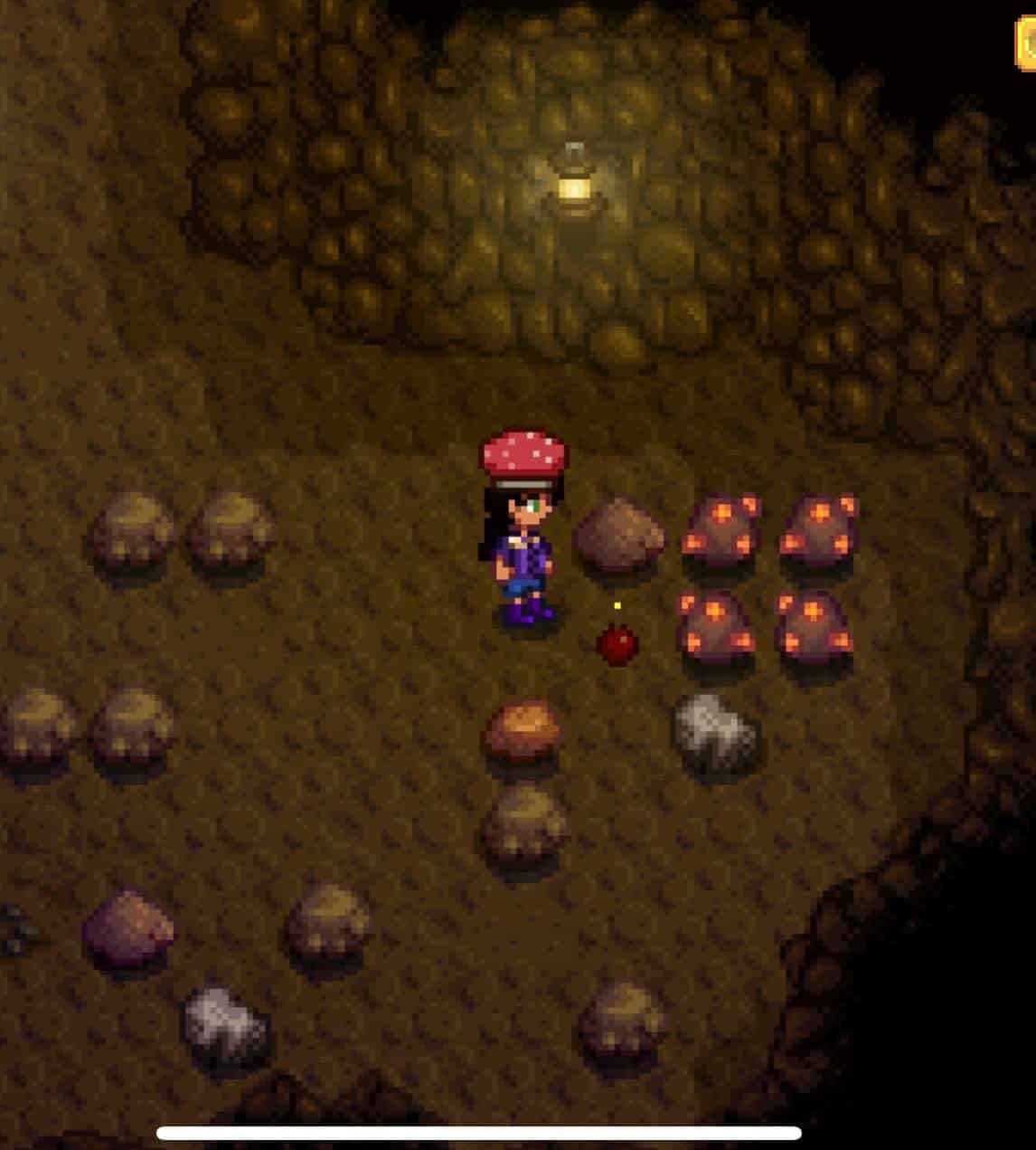 using the cherry bomb to blast nodes and rocks in Stardew Valley mine