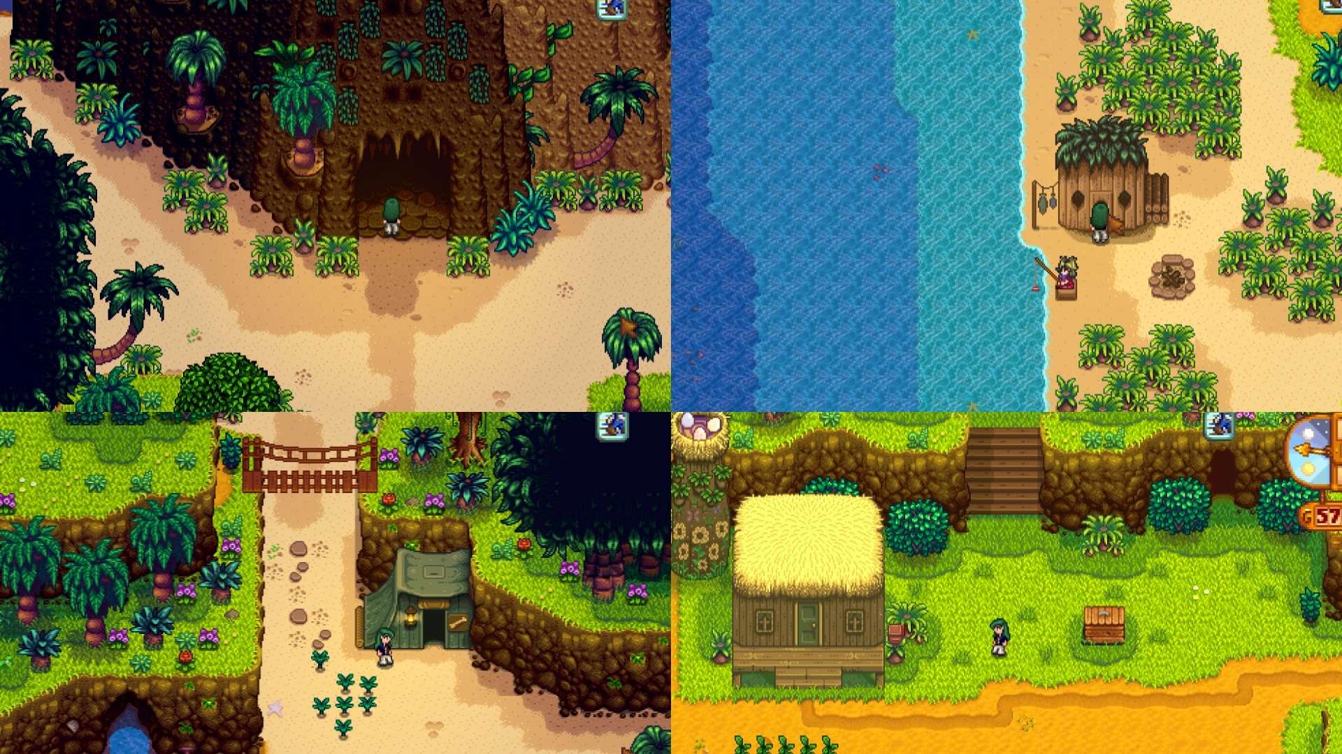 A few areas in Stardew Valley Ginger Island.