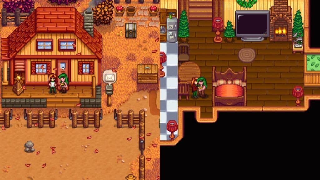 The player and Elliott hanging around and making love in Stardew Valley.