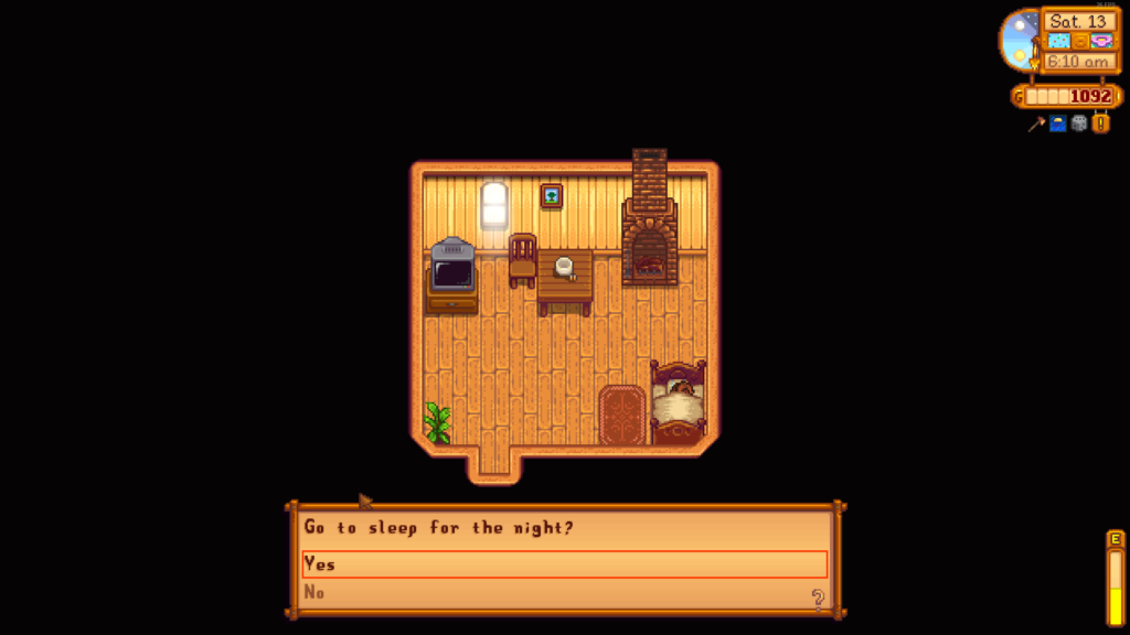How To Save By Sleeping. A prompt asking yes or no to going to sleep.