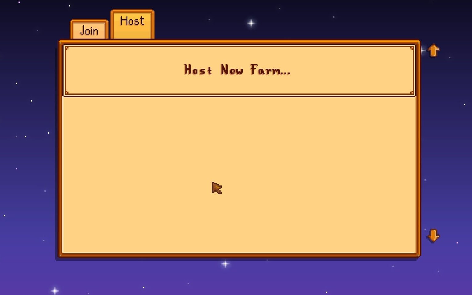 Host New Game on Stardew Valley