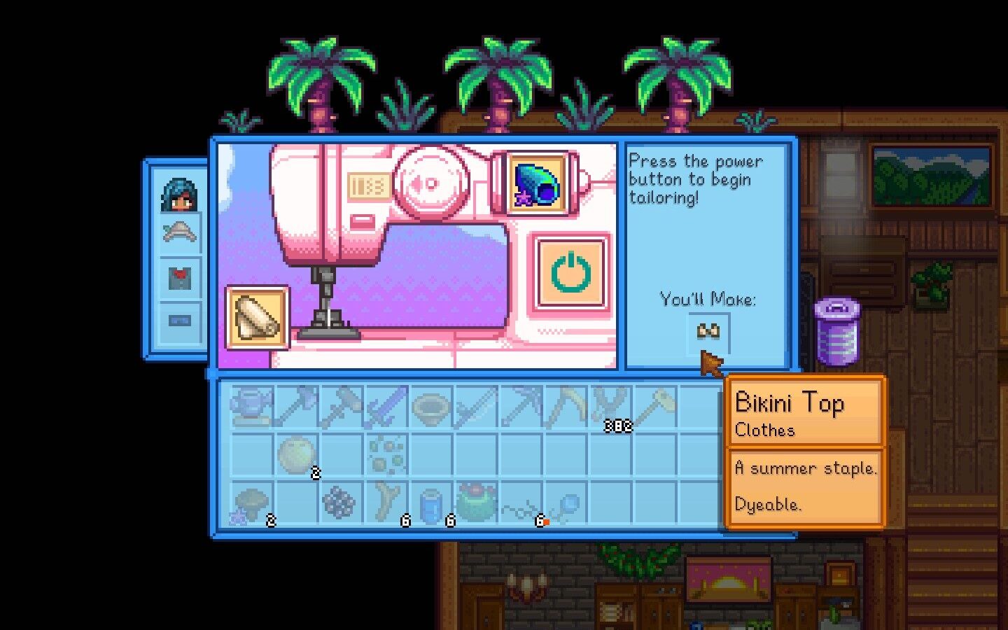 Rainbow Shell and Cloth in Sewing Machine will make a dyeable Bikini Top